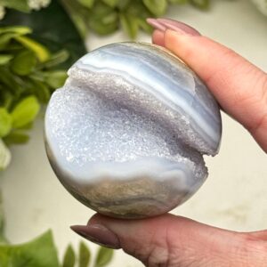 Blue Lace Agate Sphere | 166g | - #14 (polished Blue Druzy Crystal Ball, Throat Chakra, Peace)