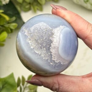 Blue Lace Agate Sphere | 248g | - #9 (polished Blue Druzy Crystal Ball, Throat Chakra, Peace)