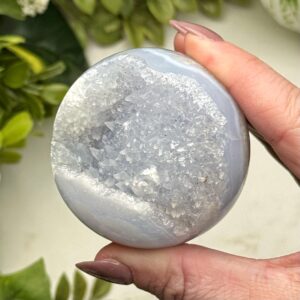 Blue Lace Agate Sphere | 196g | - #2 (polished Blue Druzy Crystal Ball, Throat Chakra, Peace)