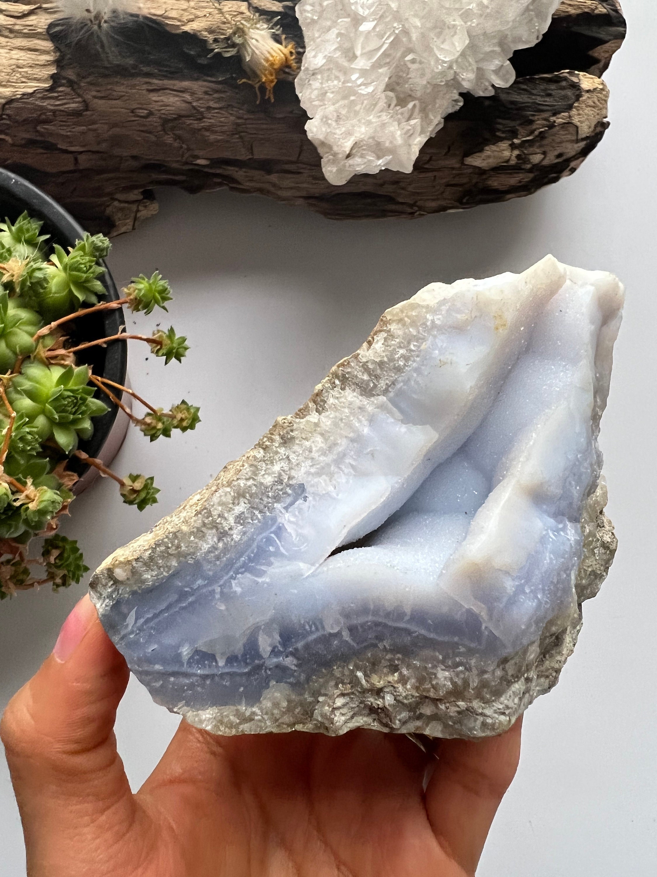 Blue Lace Agate Freeform, Crystal Display Specimen