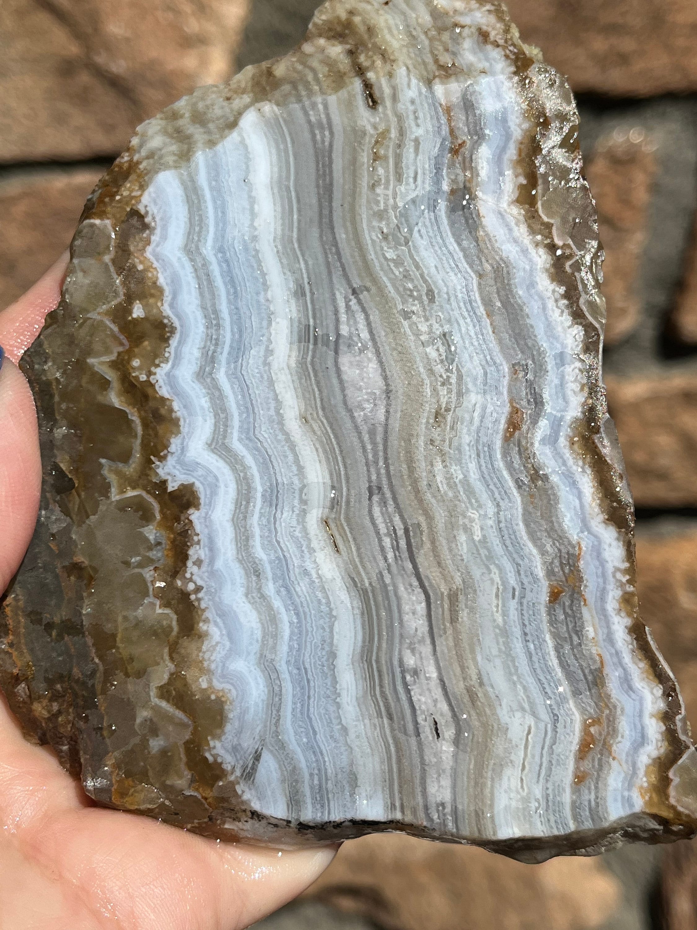 Namibian Blue Lace Agate Lapidary Slab Natural Stone Not Polished For Cabbing