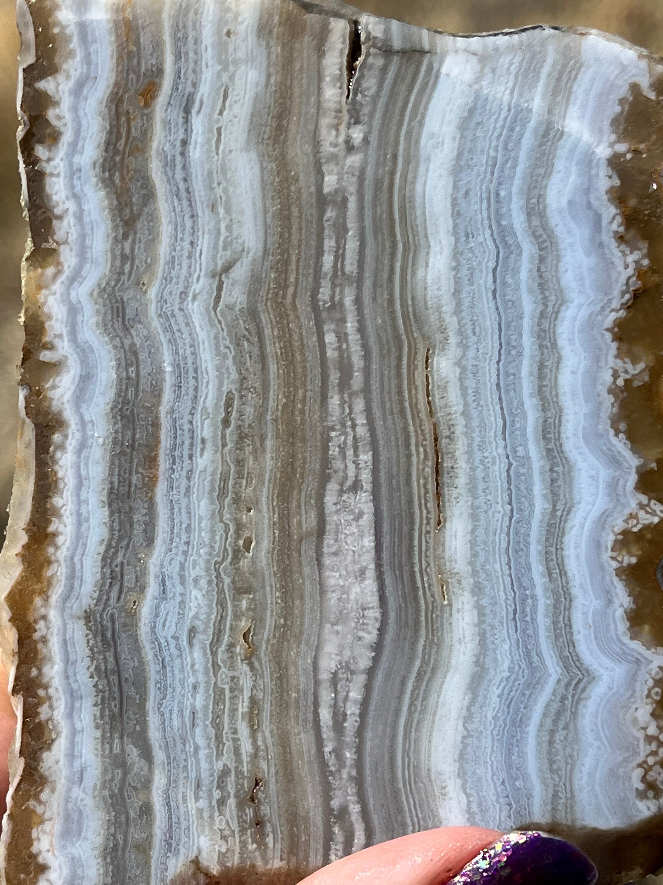 Namibian Blue Lace Agate Lapidary Slab Natural Stone Not Polished For Cabbing
