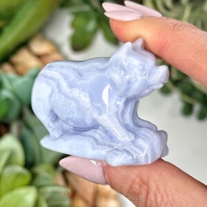 Blue Lace Agate Pig | 35g | - No. 972 (polished Crystal Carving, Throat Chakra, Peace)
