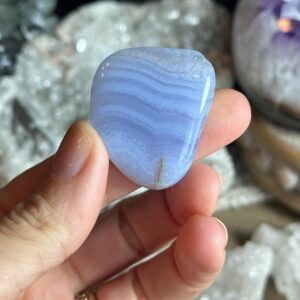 Small Blue Lace Agate Flat Palm Stone