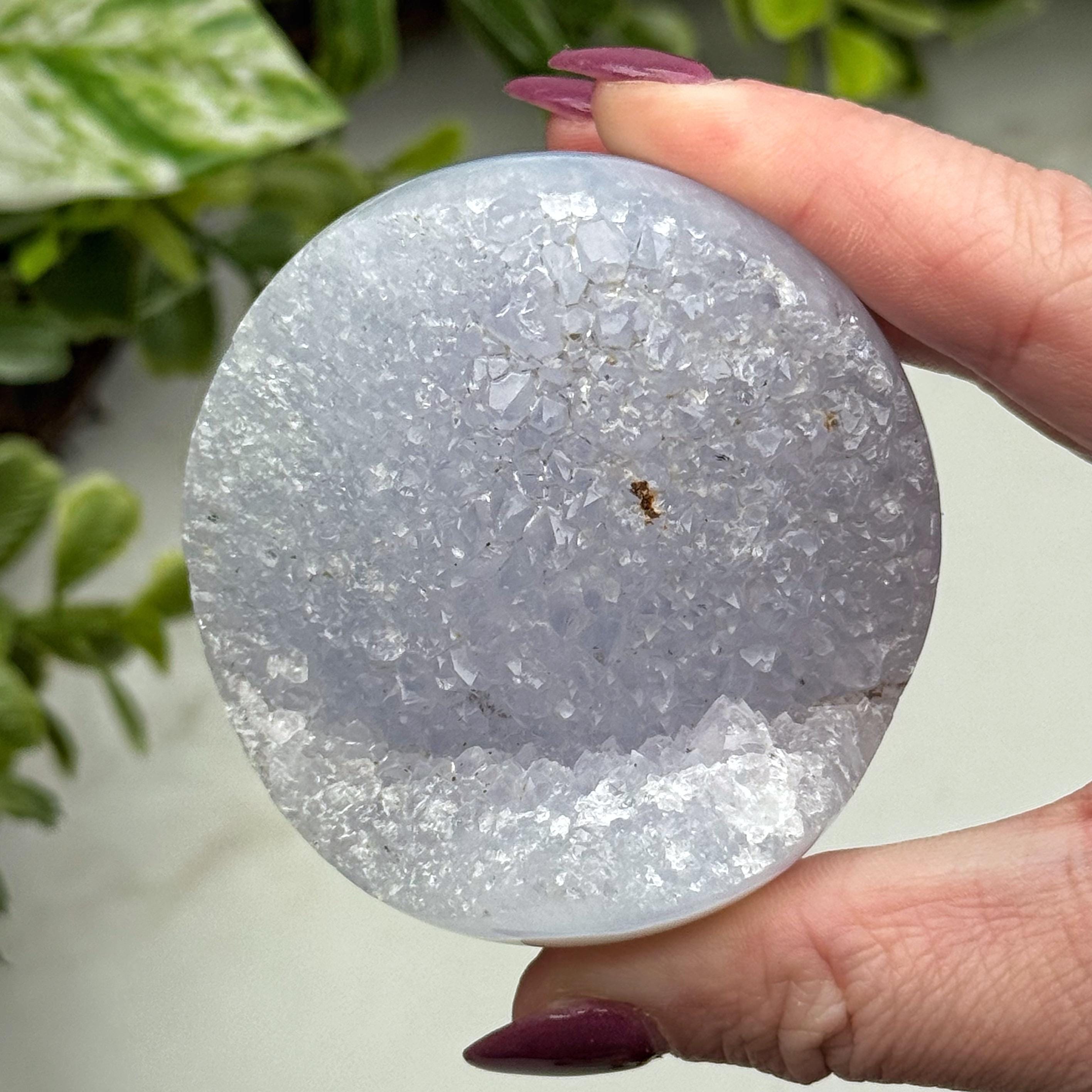 Blue Lace Agate Sphere | 201g | - #6 (polished Blue Druzy Crystal Ball, Throat Chakra, Peace)