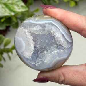 Blue Lace Agate Sphere | 208g | - #5 (polished Blue Druzy Crystal Ball, Throat Chakra, Peace)