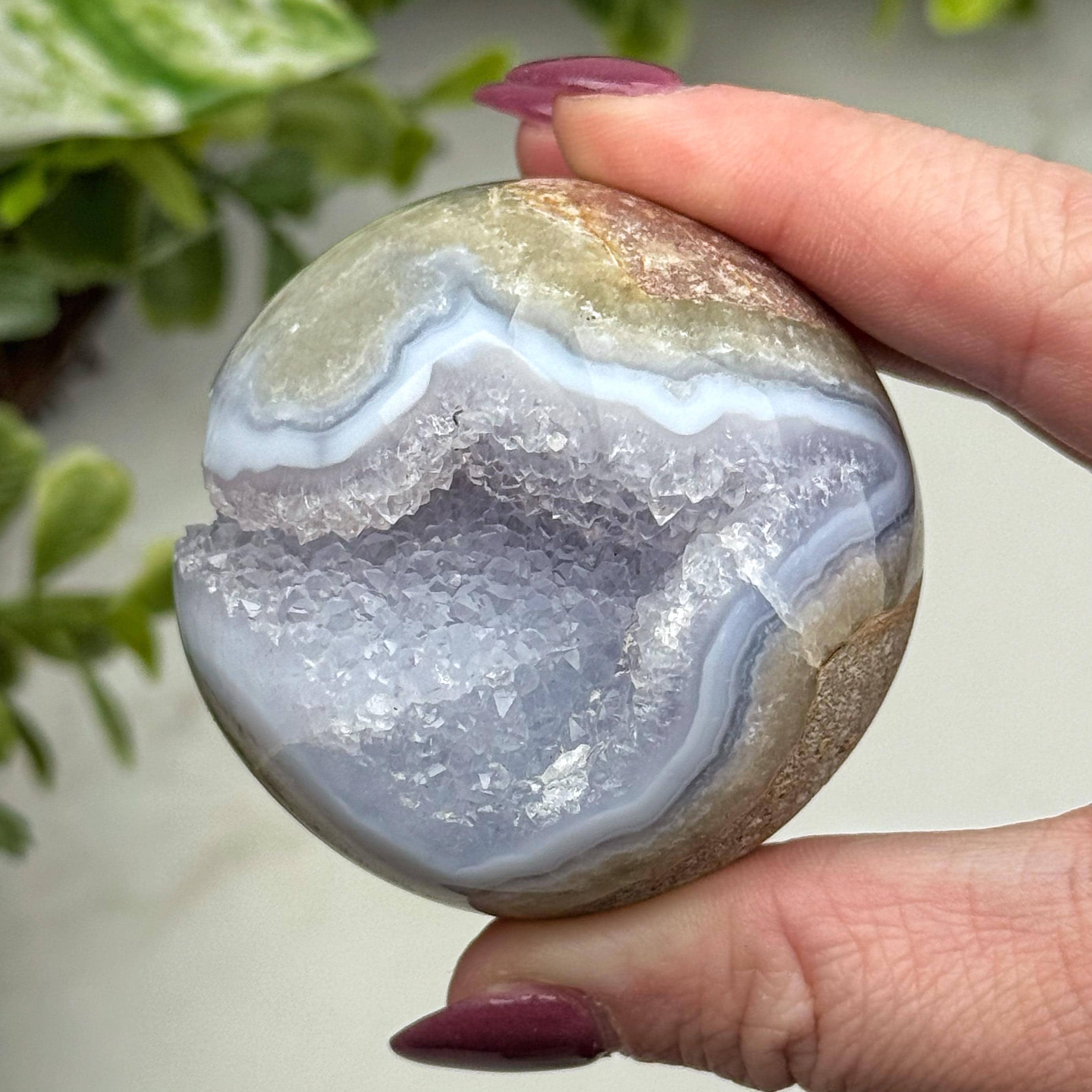 Blue Lace Agate Sphere | 190g | - #3 (polished Blue Druzy Crystal Ball, Throat Chakra, Peace)