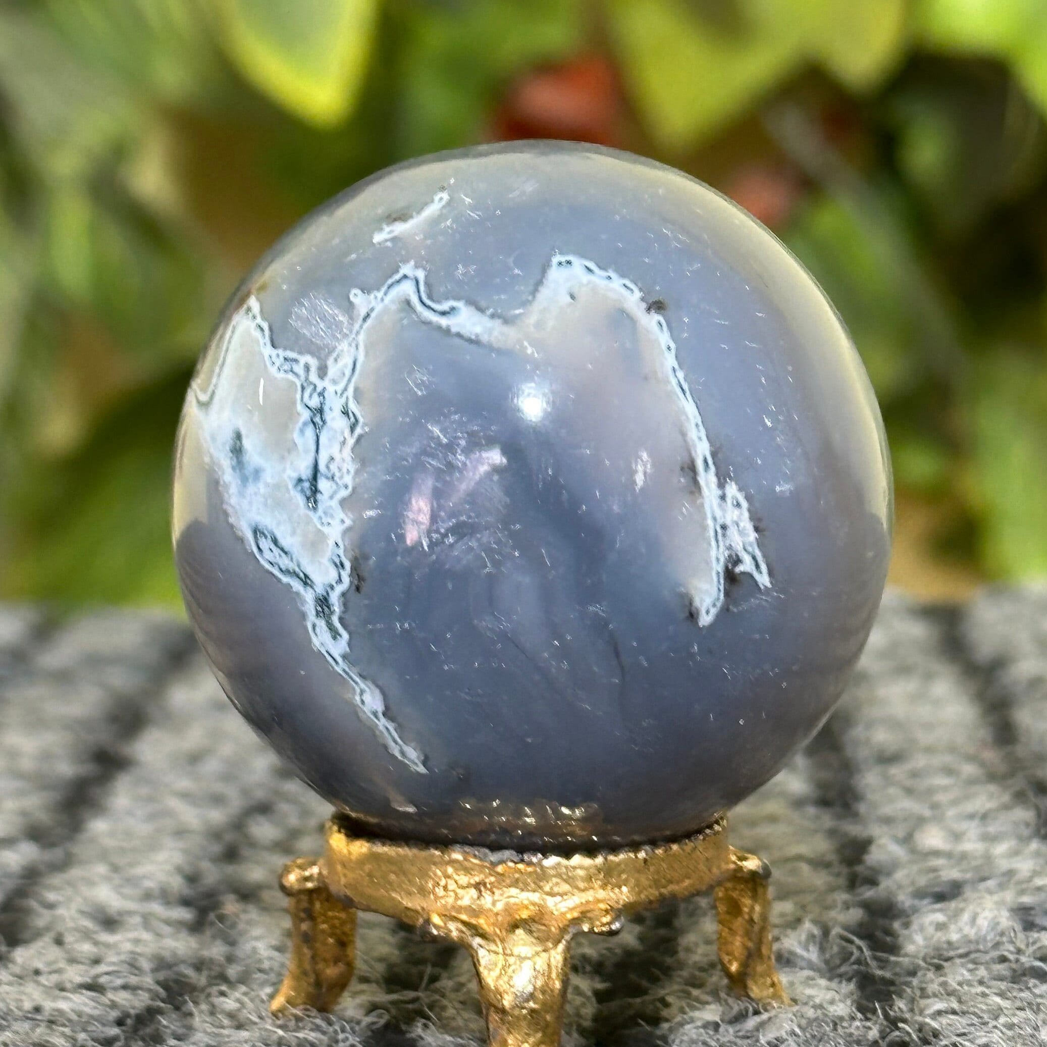 50mm Blue Lace Agate Sphere: Crystal Healing Reiki Stone