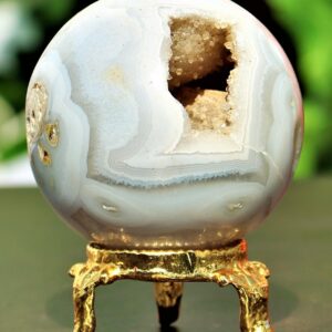 Blue Lace Agate Sphere: 50MM Druzy Healing Crystal, Reiki Charged