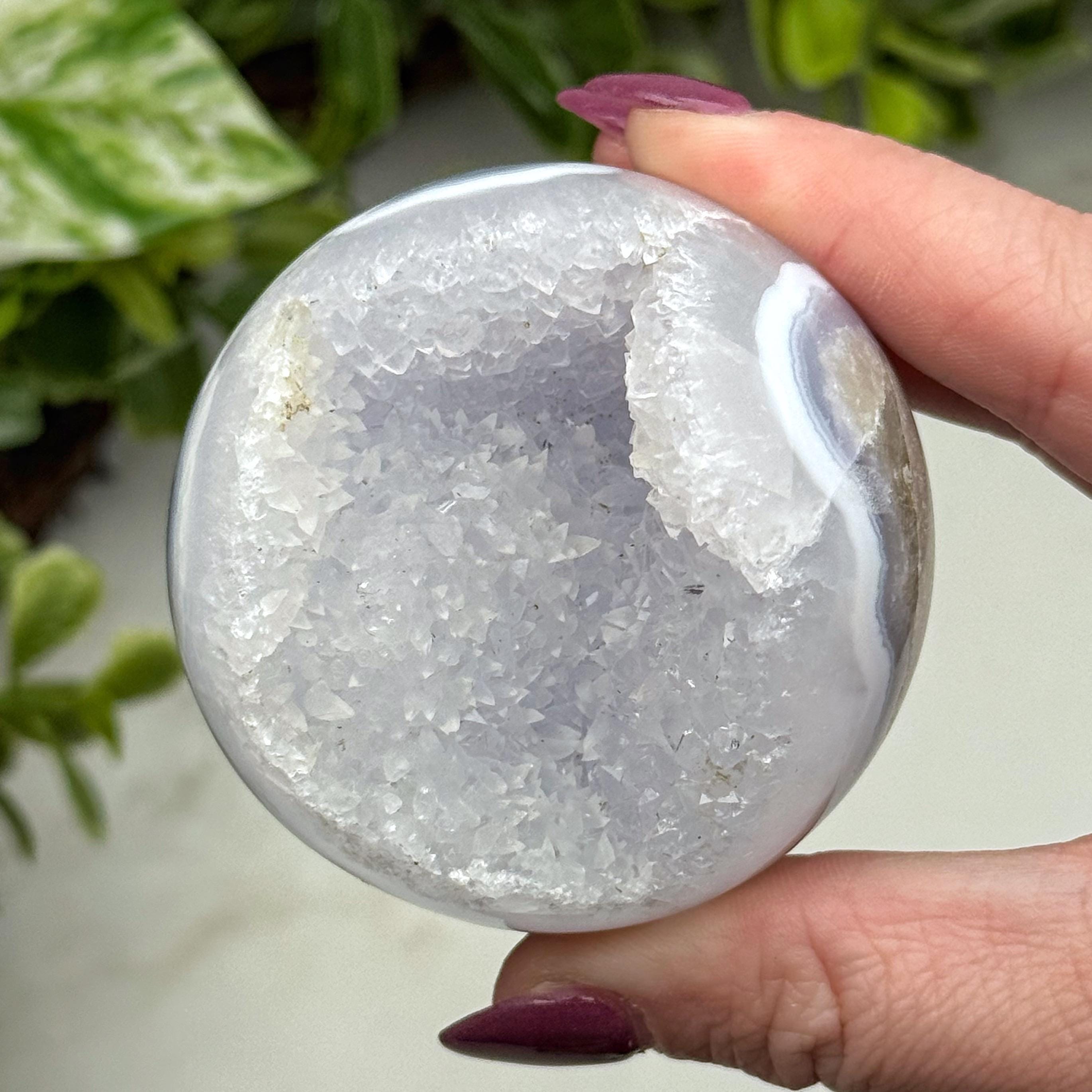 Blue Lace Agate Sphere | 215g | - #8 (polished Blue Druzy Crystal Ball, Throat Chakra, Peace)