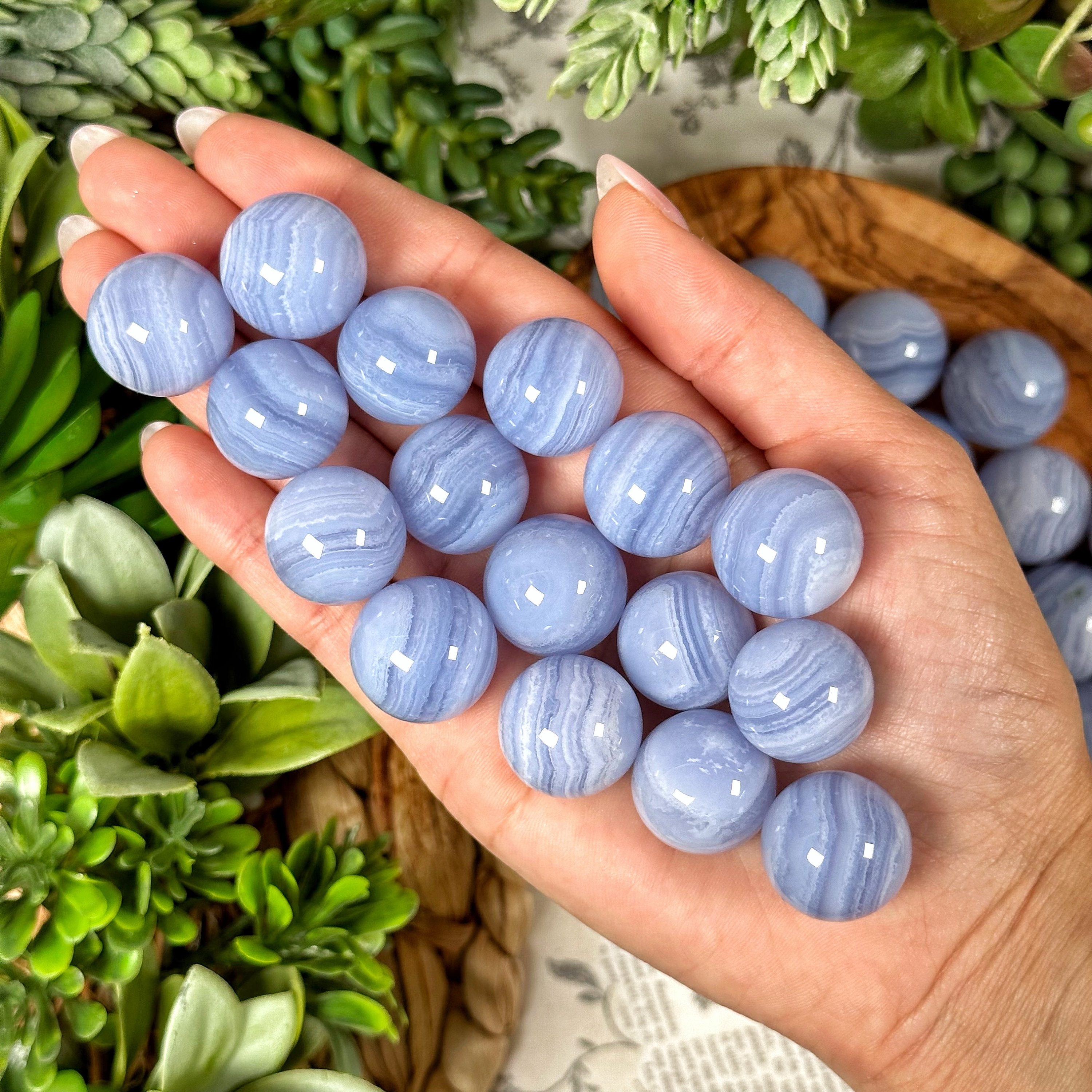 Blue Lace Agate Mini Sphere | Xxs-xl | - No. 504 (polished Blue Crystal Ball, Throat Chakra)