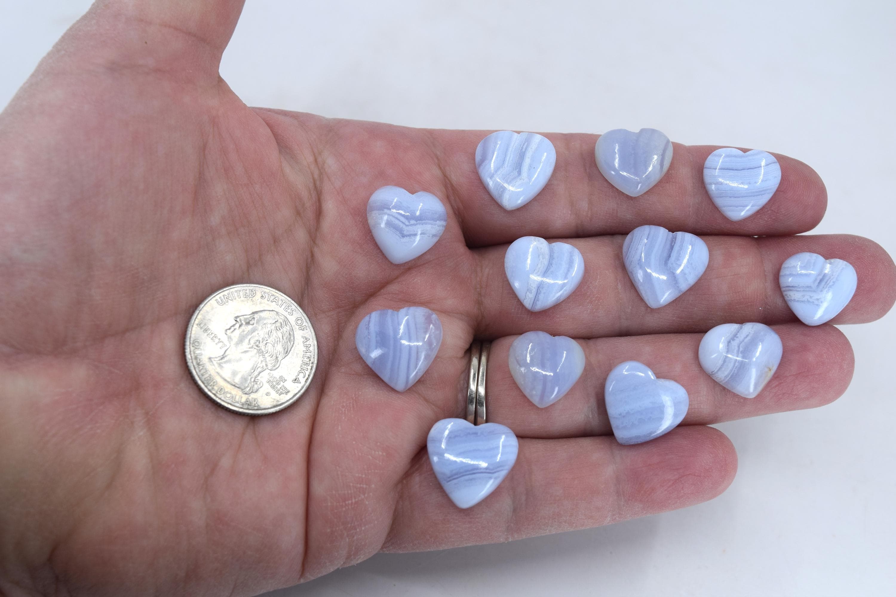 You Pick Tiny Blue Lace Agate Hearts