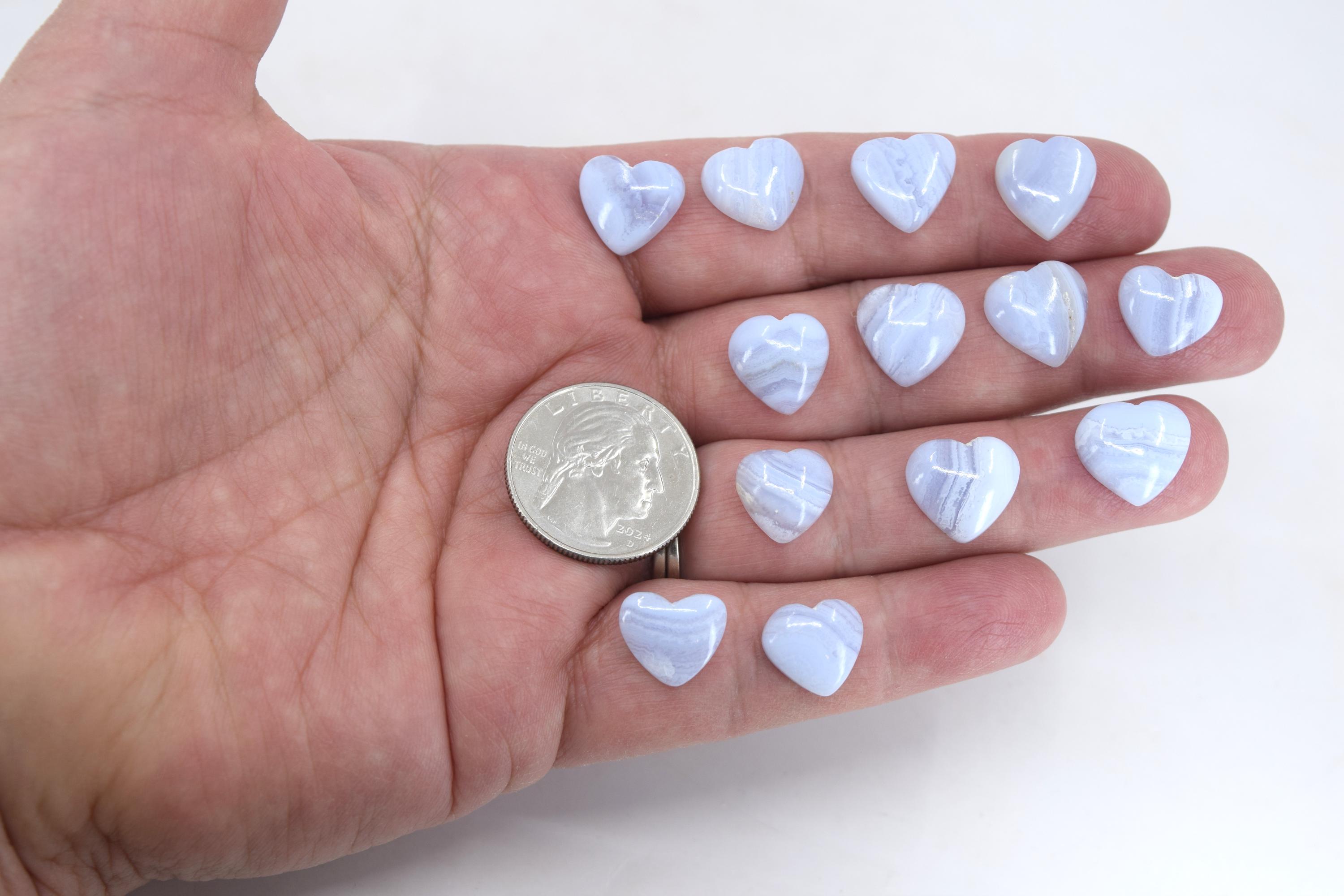 You Pick Tiny Blue Lace Agate Hearts