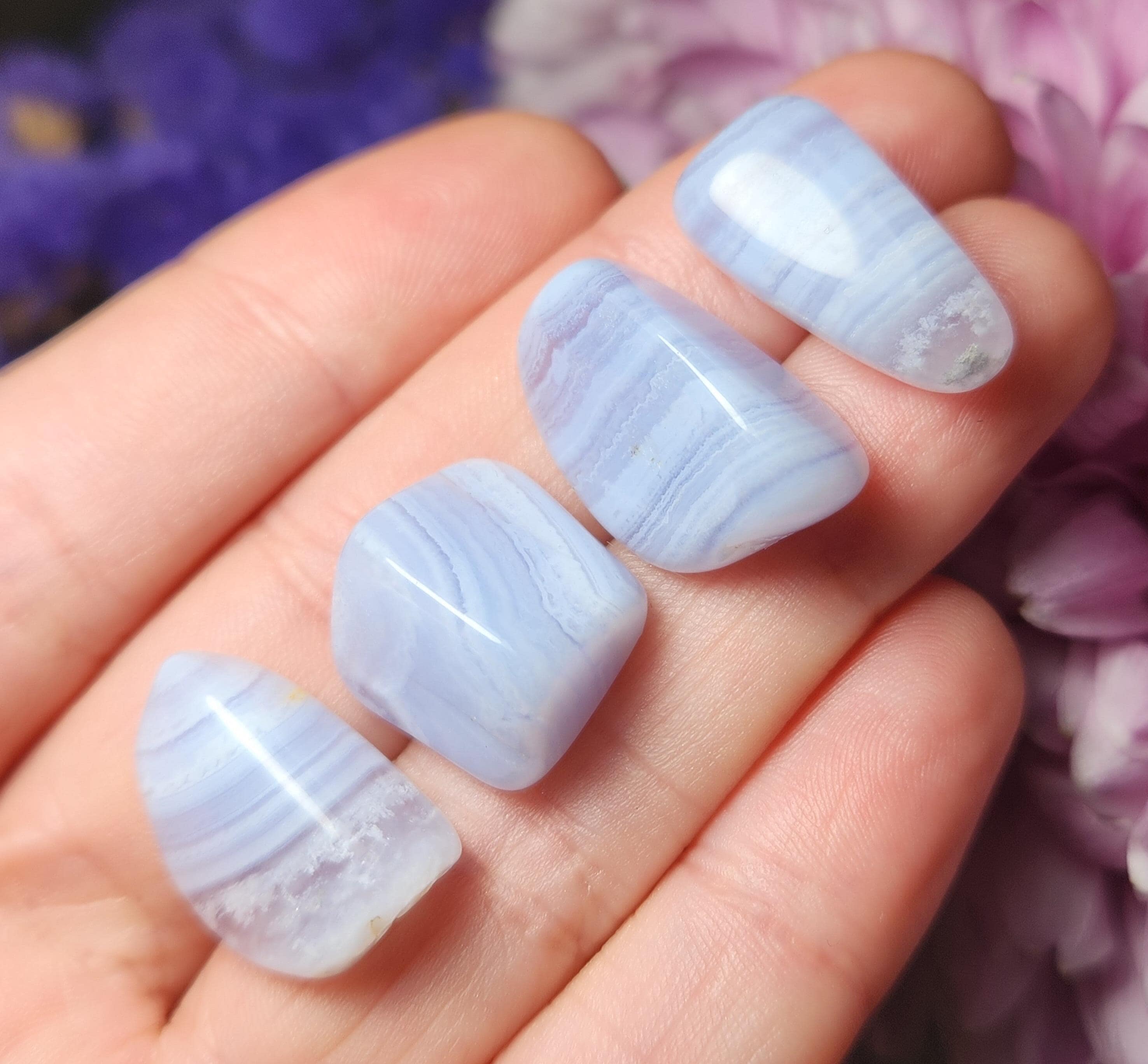 Blue Lace Agate Crystal: Authentic Tumbled Specimen (10-20mm) Blue Lace Agate Crystal: Authentic Tumbled Specimen (10-20mm)