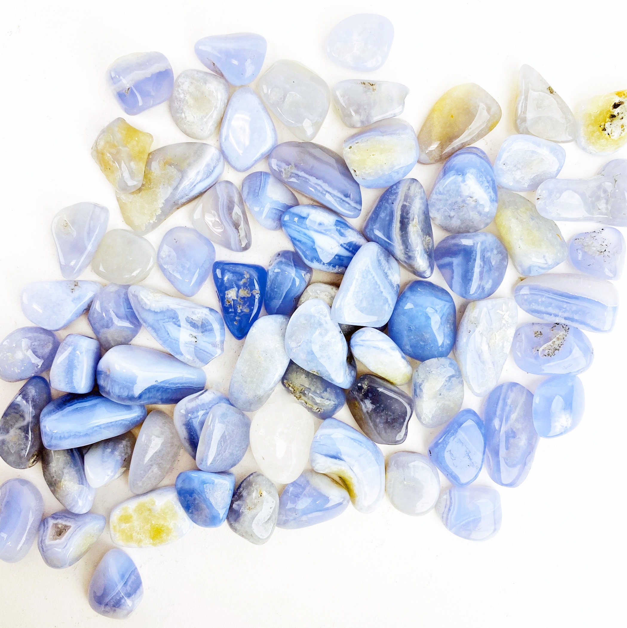 Blue Lace Agate Crystal Tumbled Stones - Bulk Minerals