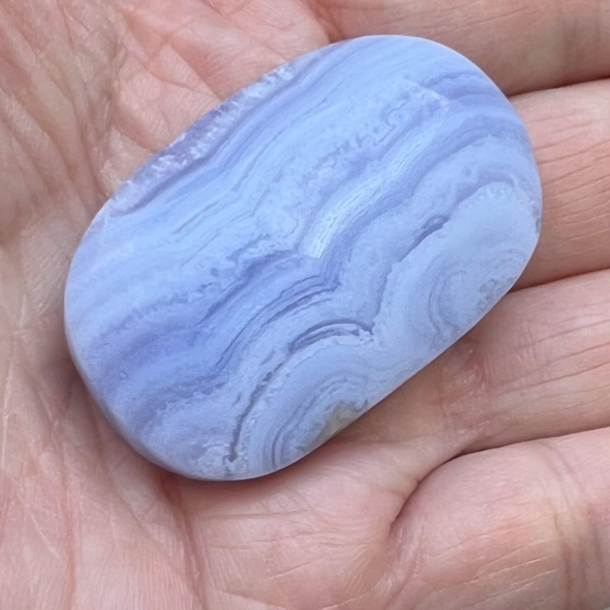 Tumbled Blue Lace Agate Pocket Stone - The Stone Of Communication And Confidence Tumbled Blue Lace Agate Pocket Stone - The Stone Of Communication And Confidence