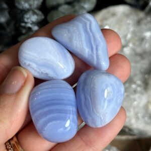 Tumbled Blue Lace Agate , Pocket Stone