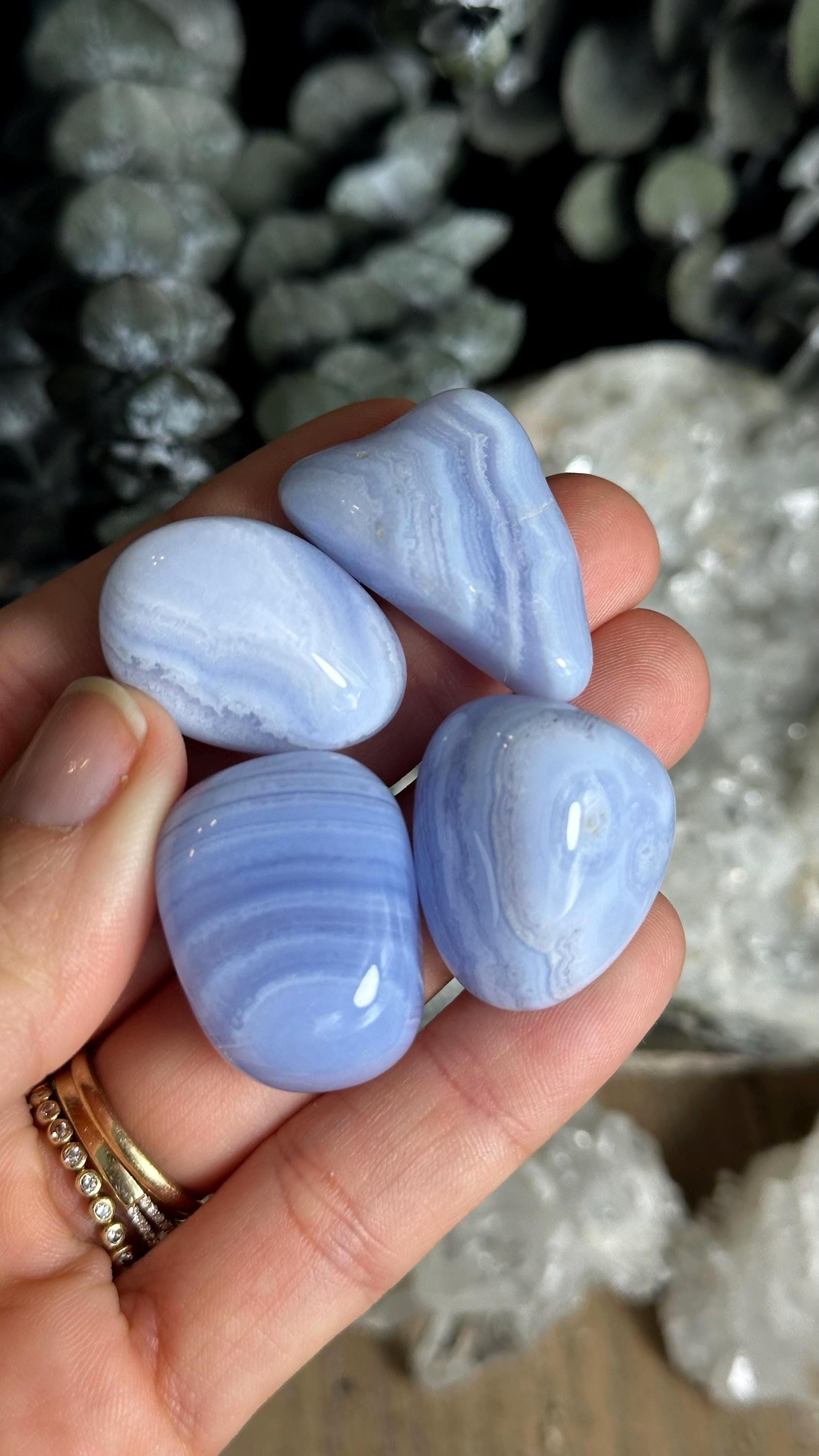Tumbled Blue Lace Agate , Pocket Stone Tumbled Blue Lace Agate , Pocket Stone