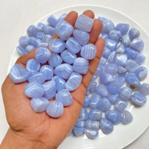 Blue Lace Agate Tumbled Stone, Natural Blue Lace Agate Stone, Blue Lace From Namibia, Throat Chakra, Calming Stone Healing Crystal And Stone