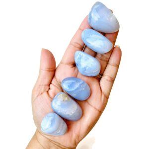 Tumbled Blue Lace Agate Stone: Polished Gemstone (30-50mm)