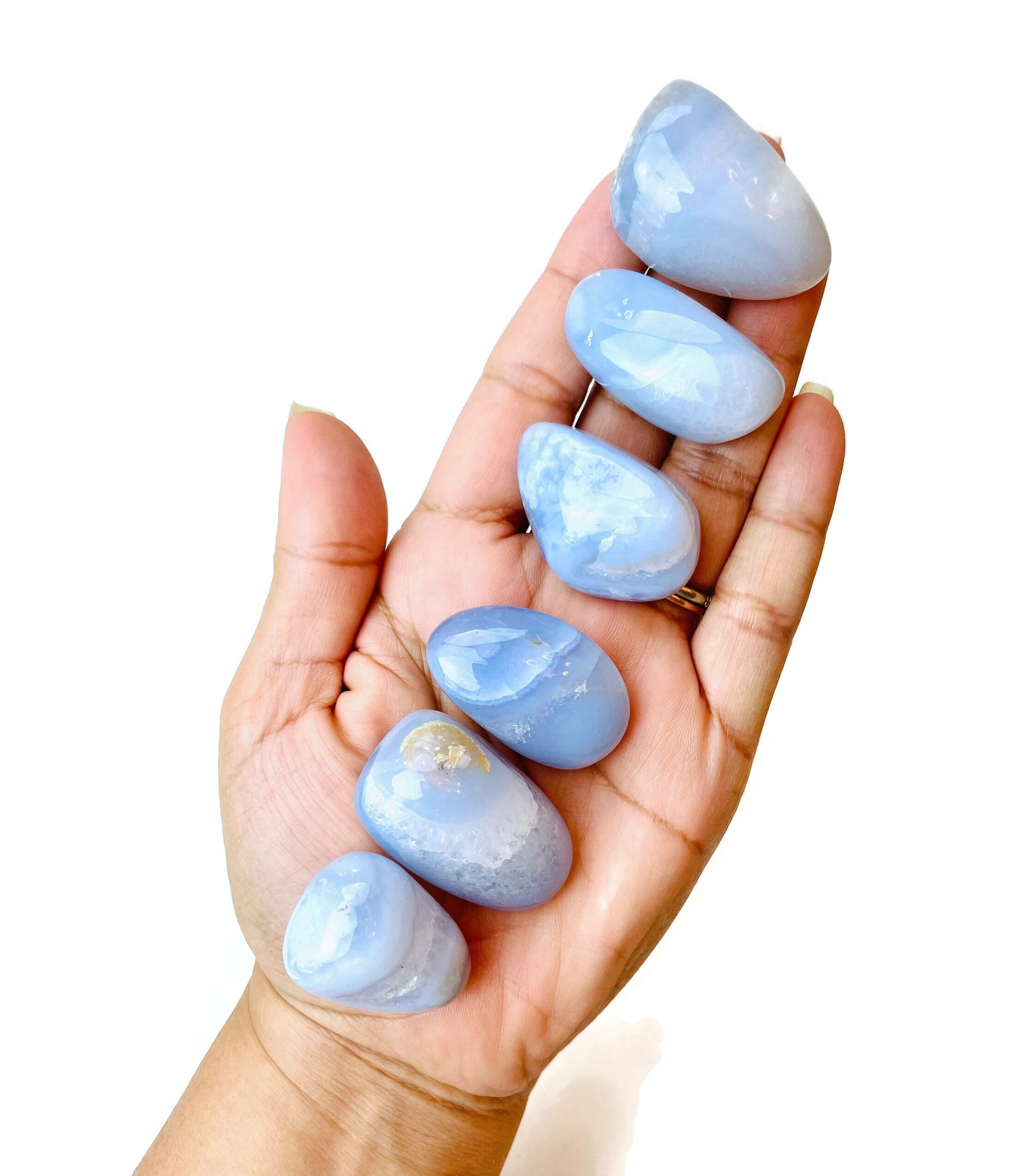 Tumbled Blue Lace Agate Stone: Polished Gemstone (30-50mm) Tumbled Blue Lace Agate Stone: Polished Gemstone (30-50mm)