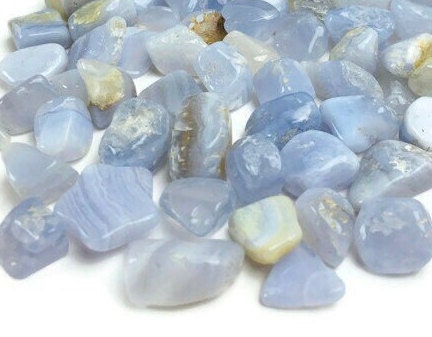 Blue Lace Agate Tumbled Stones: Mini Crystal Gemstone Lot (100g) Blue Lace Agate Tumbled Stones: Mini Crystal Gemstone Lot (100g)