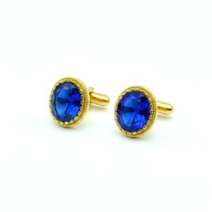Blue Sapphire Cufflinks for Men, Luxury Gemstone Cuff Links, Wedding Groom Gift, Jewelry,