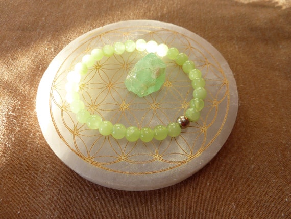 Bracelet De Calcite Verte - Chakra Pistache - Digestion Des émotions, Lâcher La Colère, Le Stress