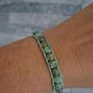 Bracelet en Calcite Verte Naturelle - Bijou de Lithothérapie Équilibre et Sérénité -  Tressé Main Vert Pastel - Cadeau Spirituel Ajustable