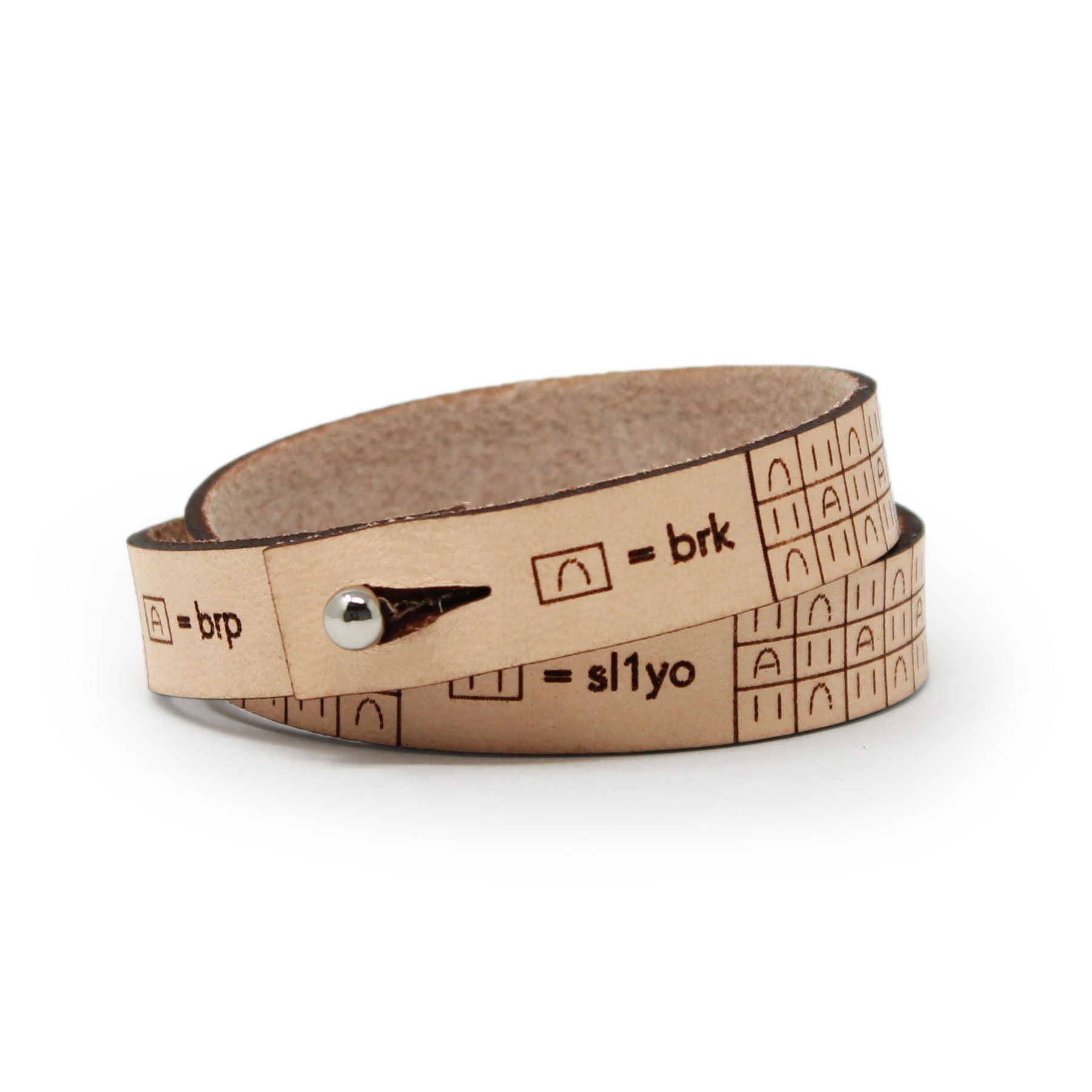 Brioche Stitch Leather Wrap Bracelet: Knitting Crochet Gift
