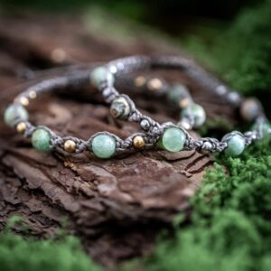 Calcit Edelstein Armband handgefertigt – Makramee Armband Pastell, Boho Schmuck mit Messing oder Edelstahl, für Leichtigkeit und Ruhe