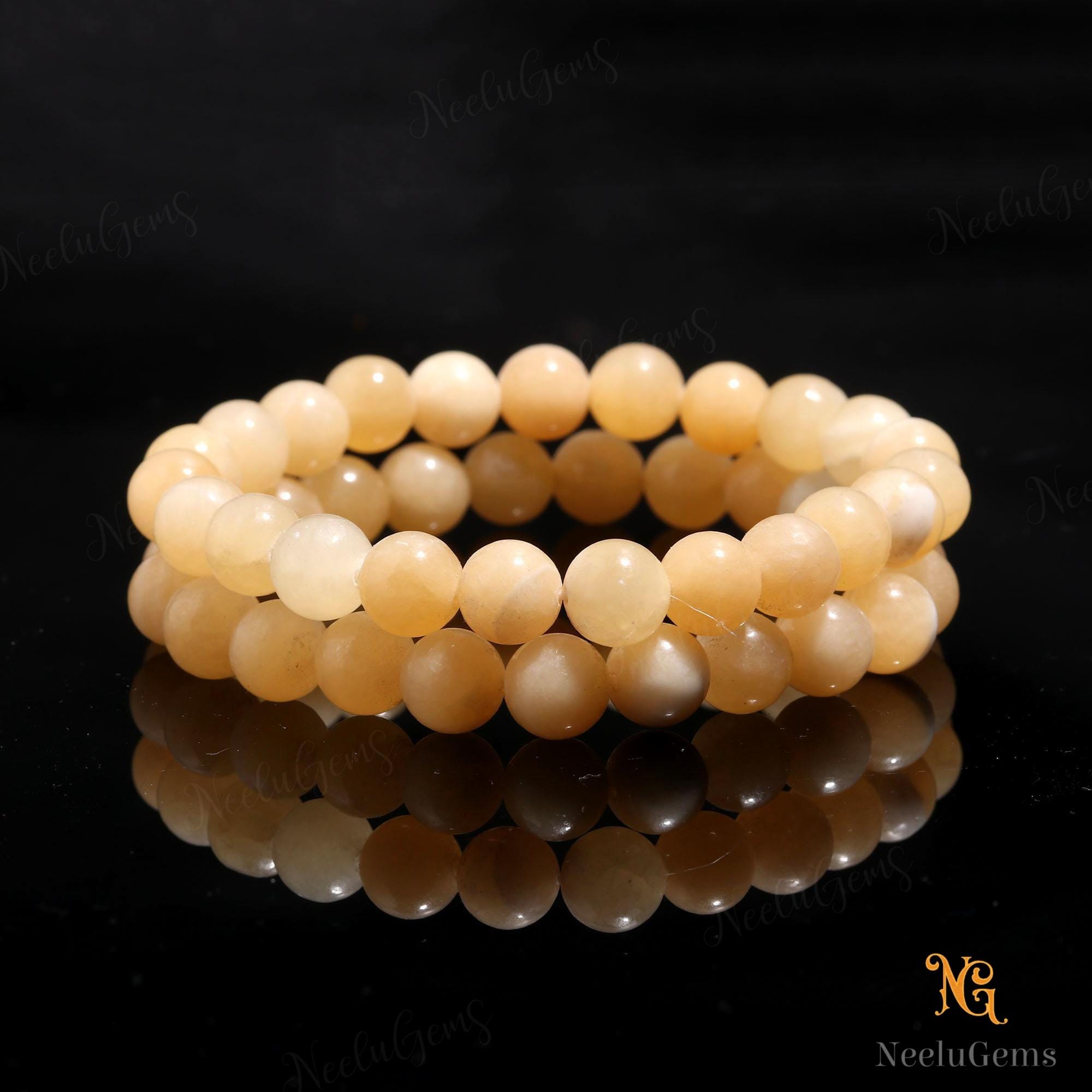 Aaa+ Yellow Calcite Bracelet 8mm, Natural Honey Stone For Confidence & Mental Clarity Sunny Solar Plexus Crystal Unisex Gift For Positivity