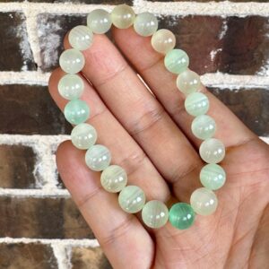 Cute Handmade Genuine 9mm Natural Green Lace Calcite Crystal Bracelet