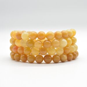 Dark Yellow Calcite Gemstone Round Beads Bracelet Sample Strand - 8mm - 7.5" Long