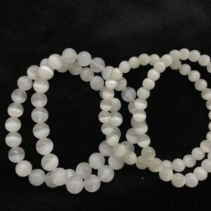 Genuine Chinese White Calcite 6mm - 8mm Round Natural Gemstone Beads Finished Jewelry Bracelet Supply - 1piece