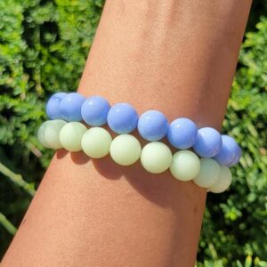 Genuine Glow in the Dark Aragonite Cave Calcite 10mm Beaded Bracelet for Men, Women