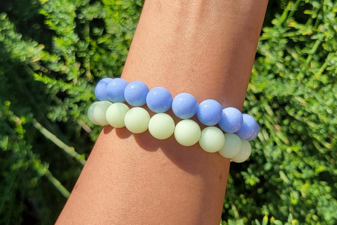 Genuine Glow In The Dark Aragonite Cave Calcite 10mm Beaded Bracelet For Men, Women