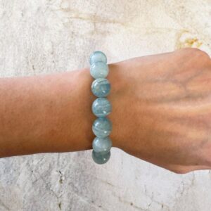 Lemurian Calcite Bracelet - 12mm Blue Rare Stretch