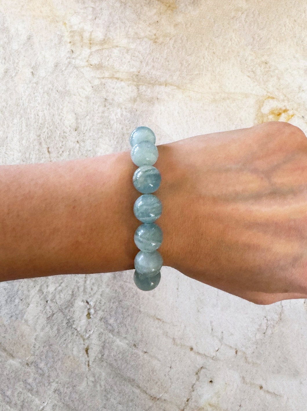 Lemurian Calcite Bracelet - 12mm Blue Rare Stretch