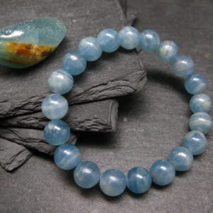 Lemurian Aquatine Calcite Genuine Bracelet ~ 7 Inches ~ 10mm Round Beads
