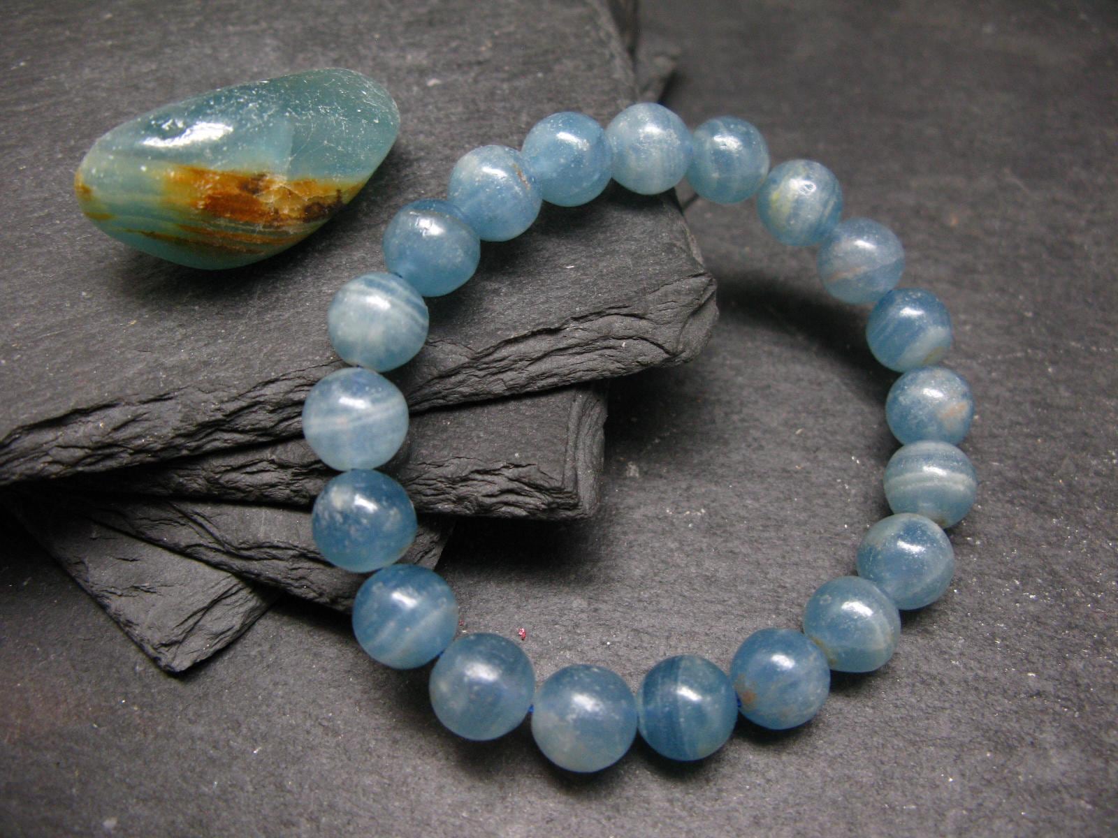 Lemurian Aquatine Calcite Genuine Bracelet ~ 7 Inches ~ 10mm Round Beads Lemurian Aquatine Calcite Genuine Bracelet ~ 7 Inches ~ 10mm Round Beads