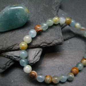 Lemurian Aquatine Calcite Genuine Bracelet ~ 7 Inches ~ 6mm Round Beads