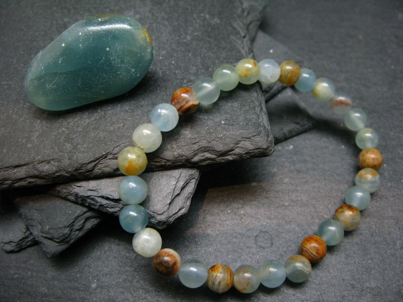 Lemurian Aquatine Calcite Genuine Bracelet ~ 7 Inches ~ 6mm Round Beads Lemurian Aquatine Calcite Genuine Bracelet ~ 7 Inches ~ 6mm Round Beads