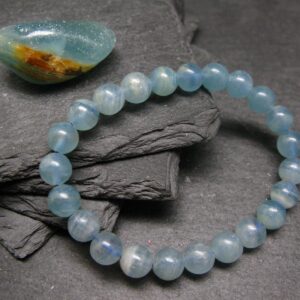 Lemurian Aquatine Calcite Genuine Bracelet ~ 7 Inches ~ 8mm Round Beads