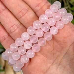 Mangano Calcite Bracelet | 6-8mm | - No. 655 (polished Pink Crystal Jewelry, Heart Chakra, Uv Reactive)