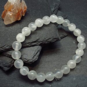 White Calcite Genuine Bracelet ~ 7 Inches ~ 8mm Round Beads
