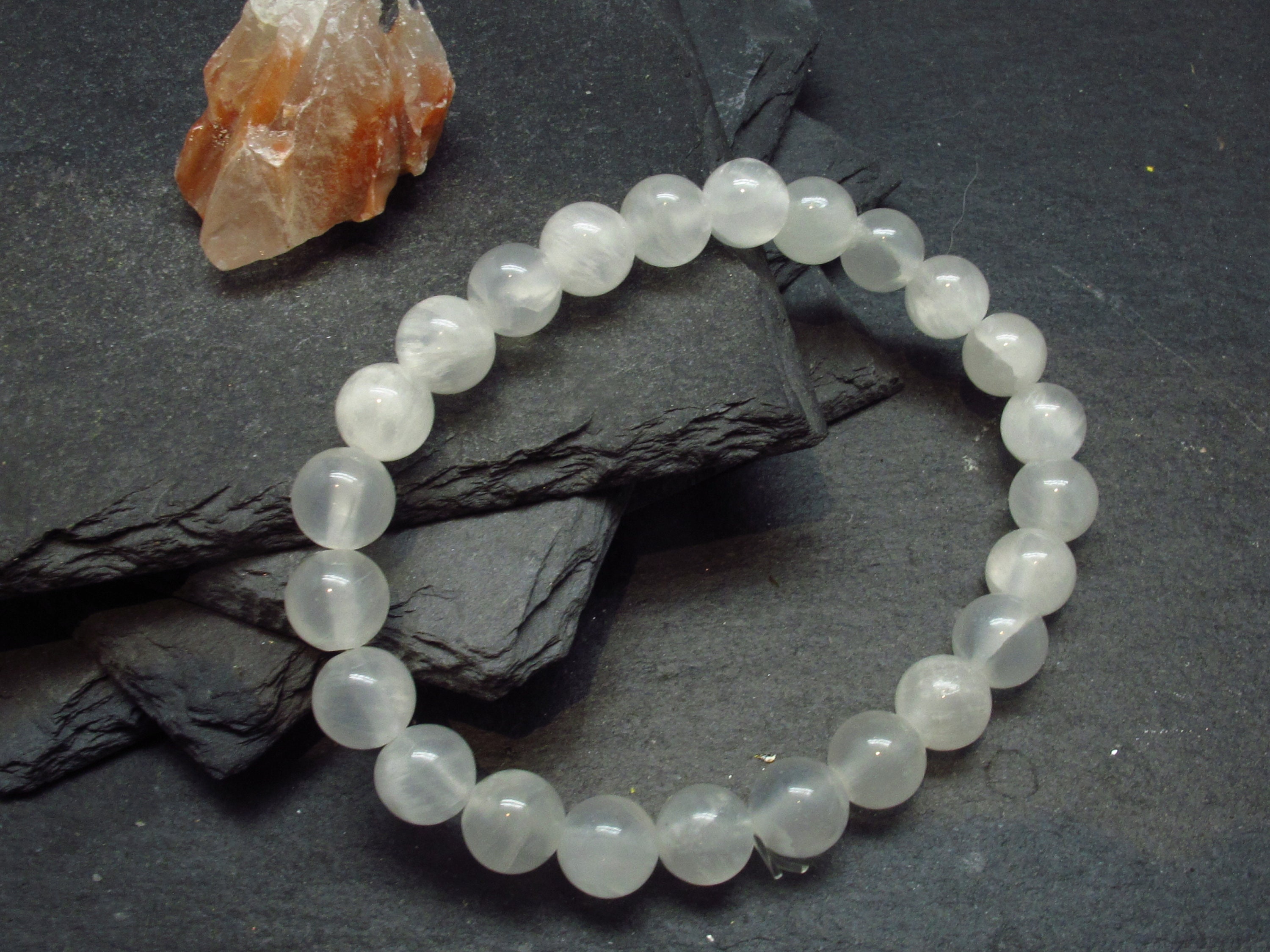 White Calcite Genuine Bracelet ~ 7 Inches ~ 8mm Round Beads White Calcite Genuine Bracelet ~ 7 Inches ~ 8mm Round Beads