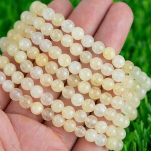 Yellow Calcite 6mm Round Stretchy String Oval Bracelet Natural Crystal Gemstone Bracelets - Gemstone Bracelets Handmade Jewelry Bracelet