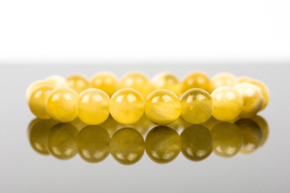 Yellow Calcite Bracelet, Handmade Jewelry, Calcite 10mm Round Beads Stretch Bracelet