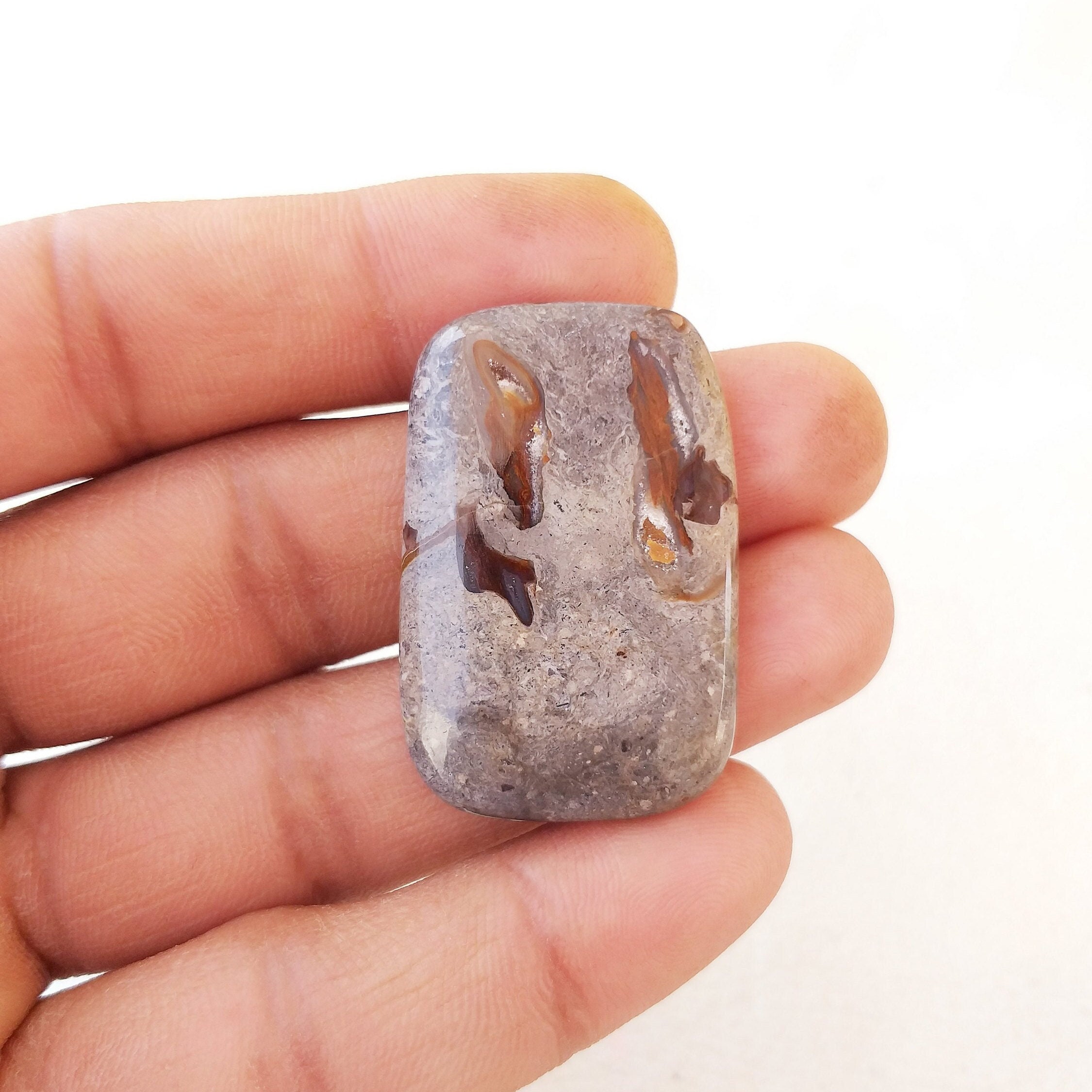 Baguette Rock Calcite Cabochon: Natural Gemstone Jewelry (39x25x5 Mm, 40.6 Carat